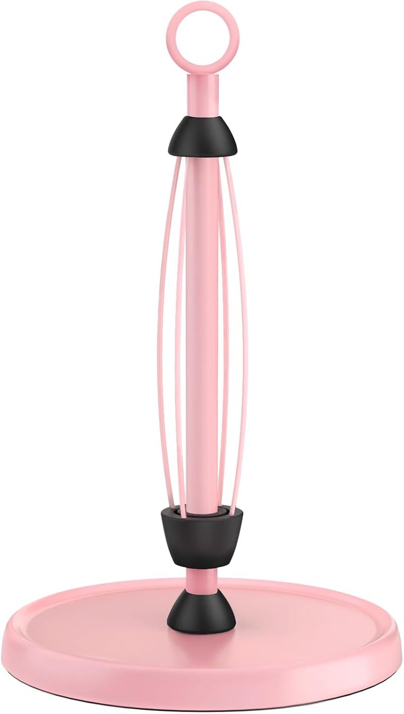 HZE Pink Paper Towel Holder Countertop, Pink Kitchen Accessories Decor, One-Handed Tear, Stainless Steel, Weighted Base, Ring Paper Towel Holder Stand with Ratchet System for Kitchen Farmhouse Essentials - Image 1